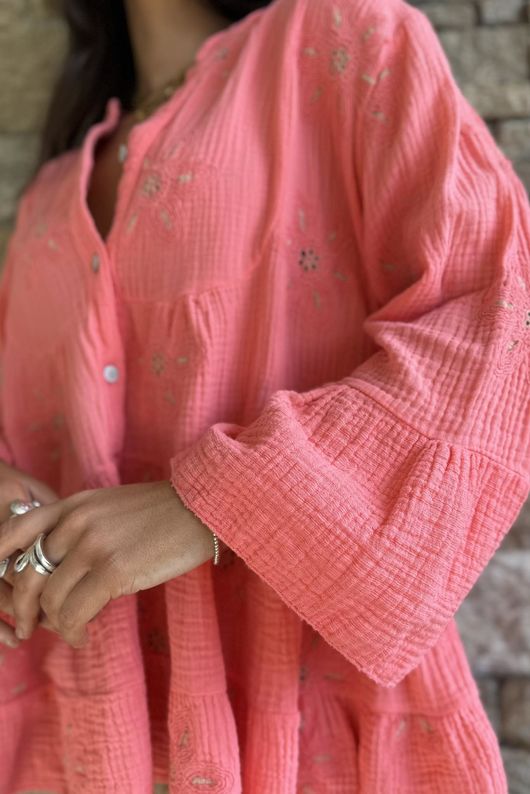 Santos Cotton Zahra Embroidered Smock Watermelon /6=